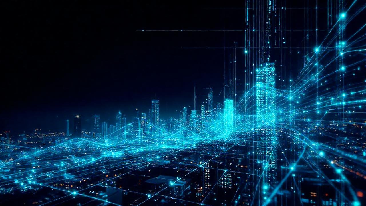 Red digital futurista, brillante y compleja