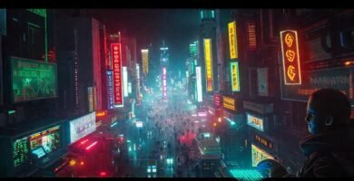 Ciudad cyberpunk: luces
