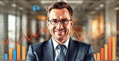 Gráficos financieros modernos reflejan éxito empresarial