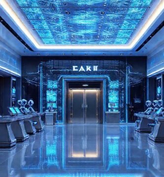 Un banco futurista ofrece calma digital