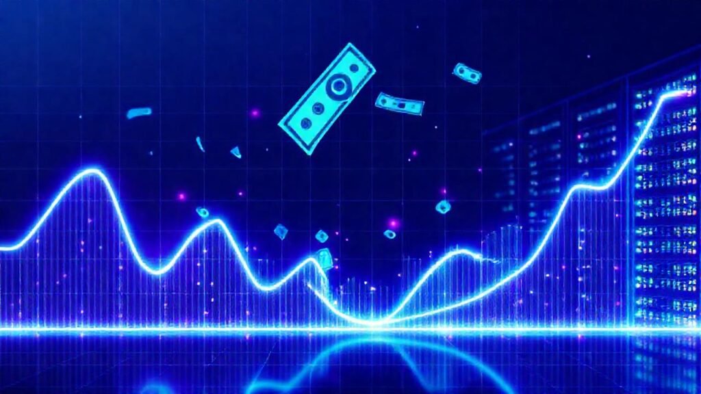 Gráfico digital futurista en colores vibrantes