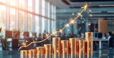 Crecimiento financiero y éxito digital brillante