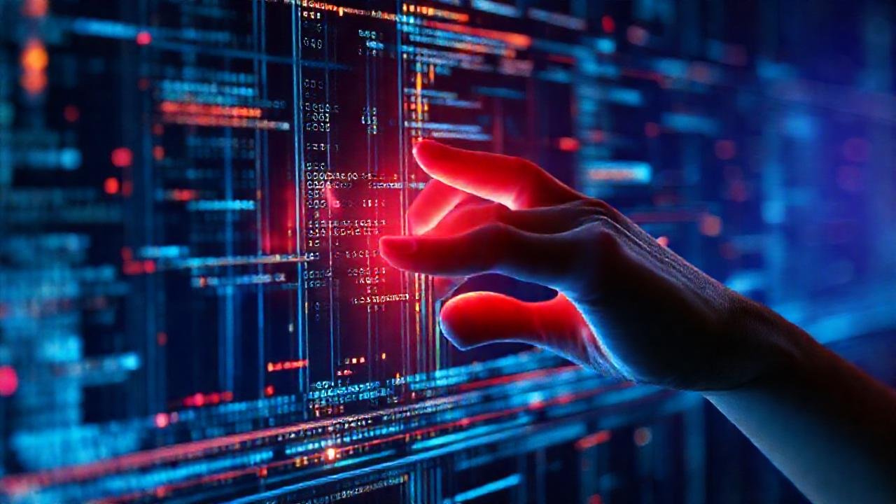 Interfaz digital futurista y brillante emerge