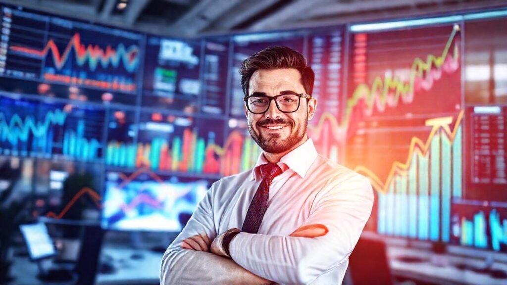 Un hombre de negocios exitoso impulsa estrategias