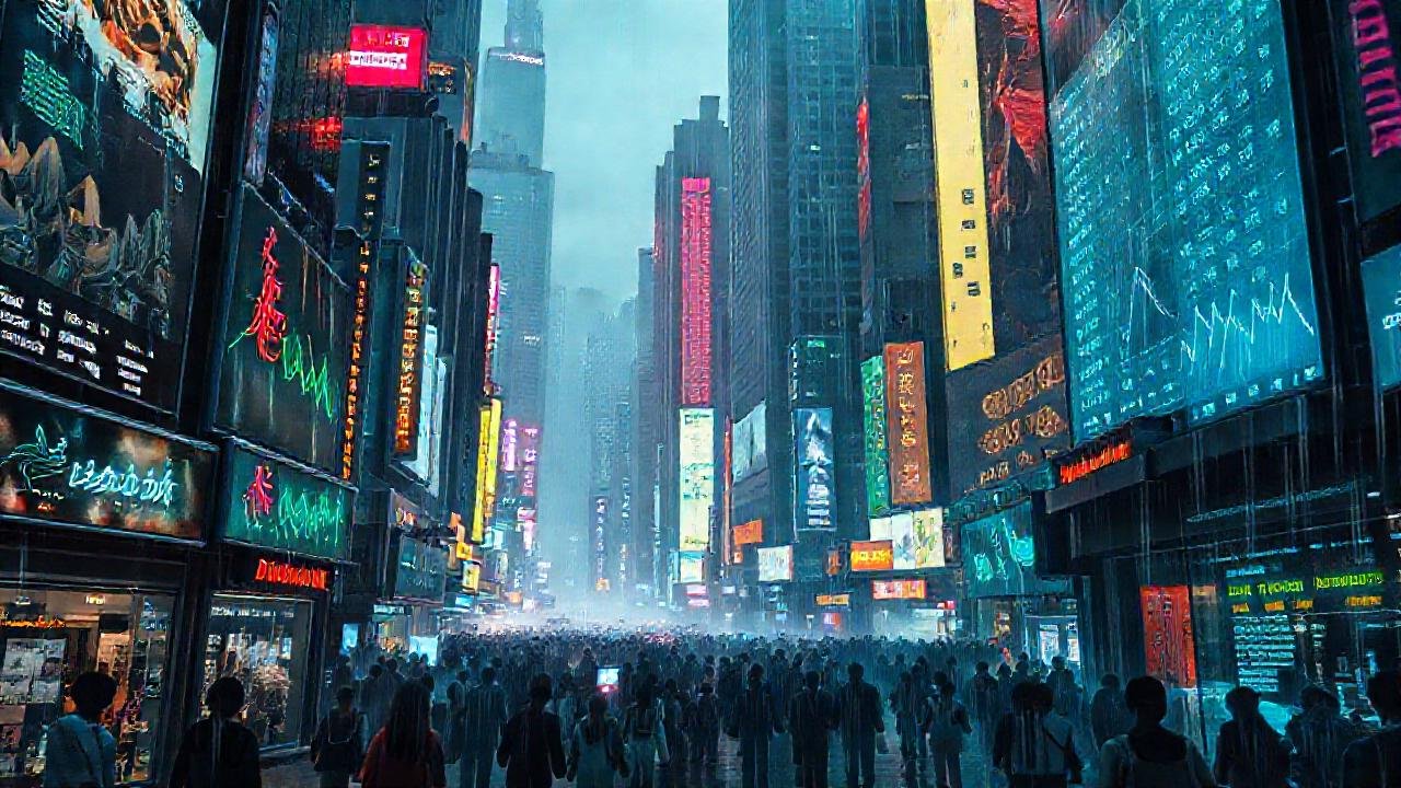 Ciudad cyberpunk futurista y vibrante digital