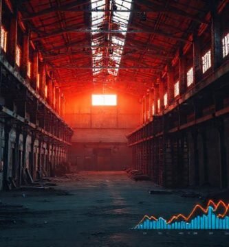 Datos futuristas iluminan un almacén abandonado