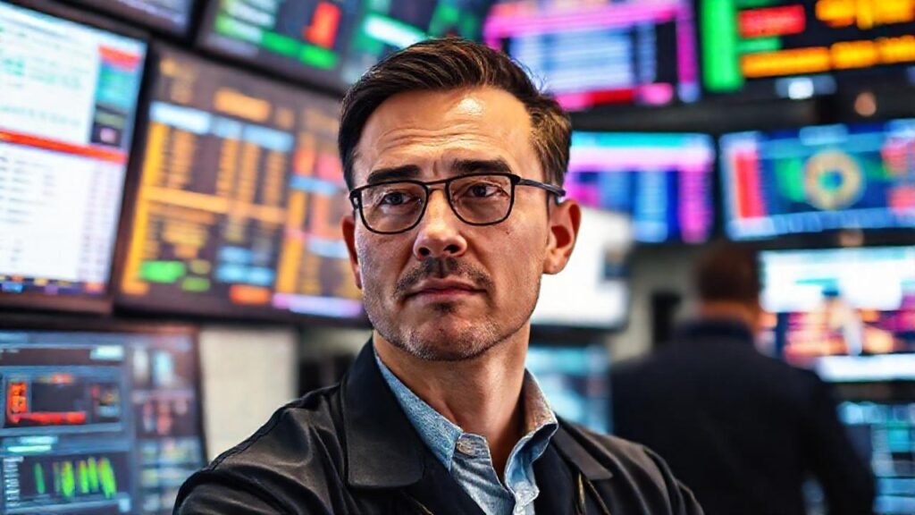 Técnico observa datos en interfaz digital