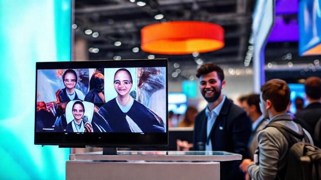 Un stand virtual optimista y moderno