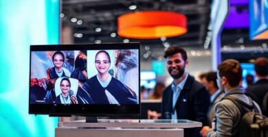 Un stand virtual optimista y moderno