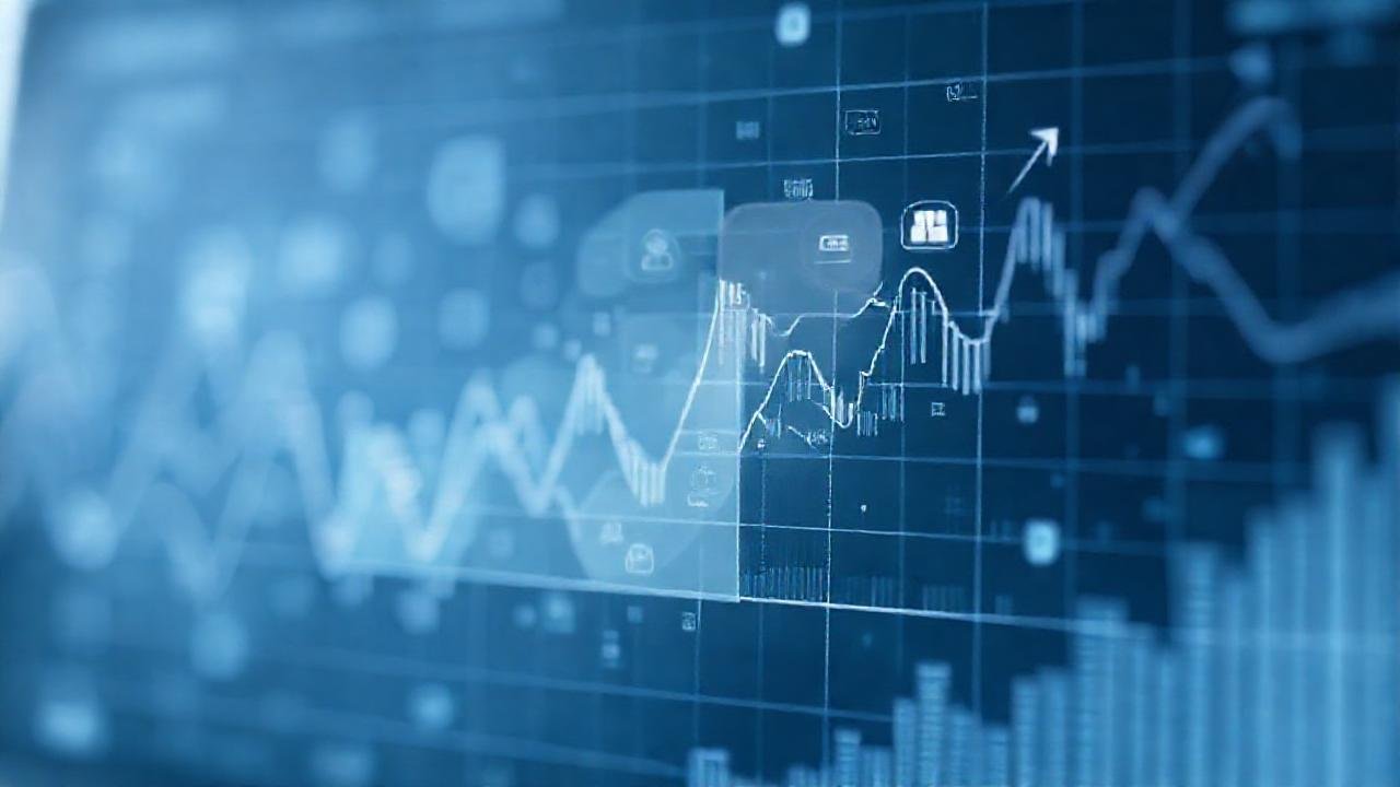 Gráfico digital complejo muestra datos financieros