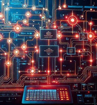 Interfaz digital futurista fluye con datos