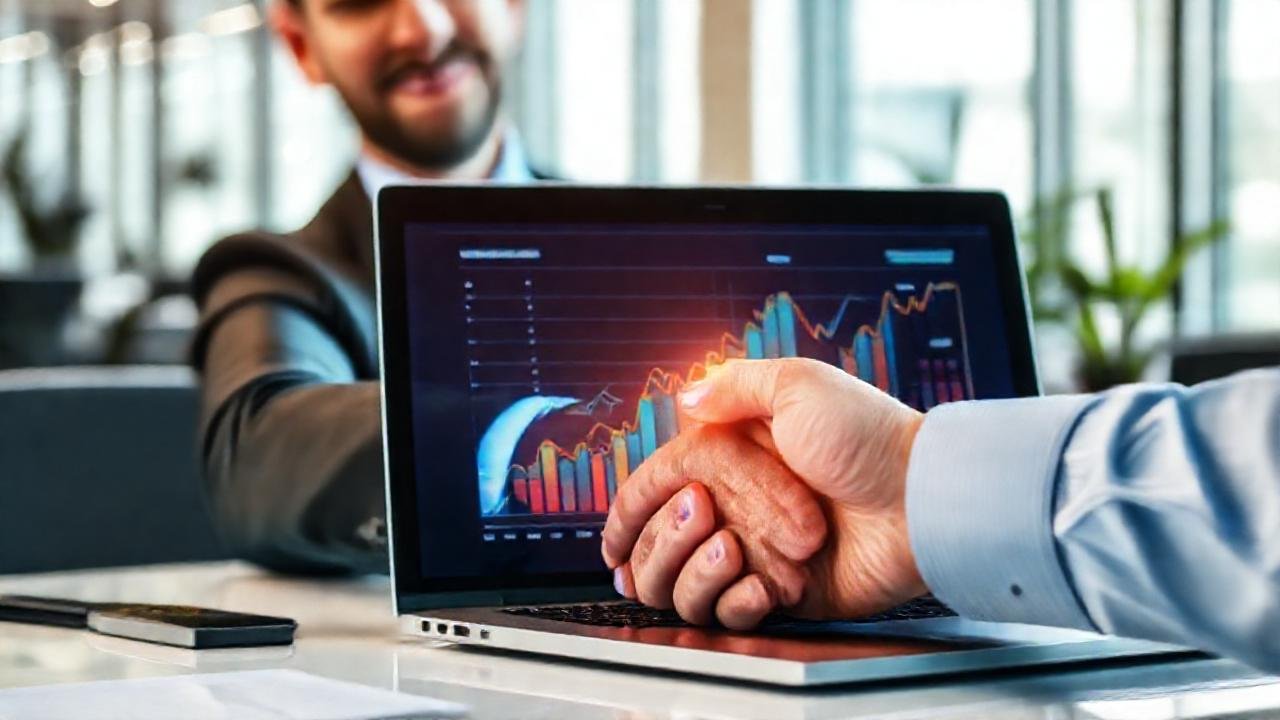 El éxito financiero se visualiza digitalmente